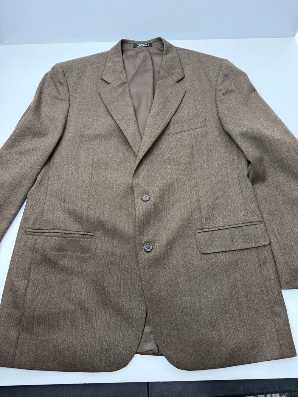 Bill Blass Premier Collection Mens Blazer 44L Brown 100% Wool Sport Coat Poland